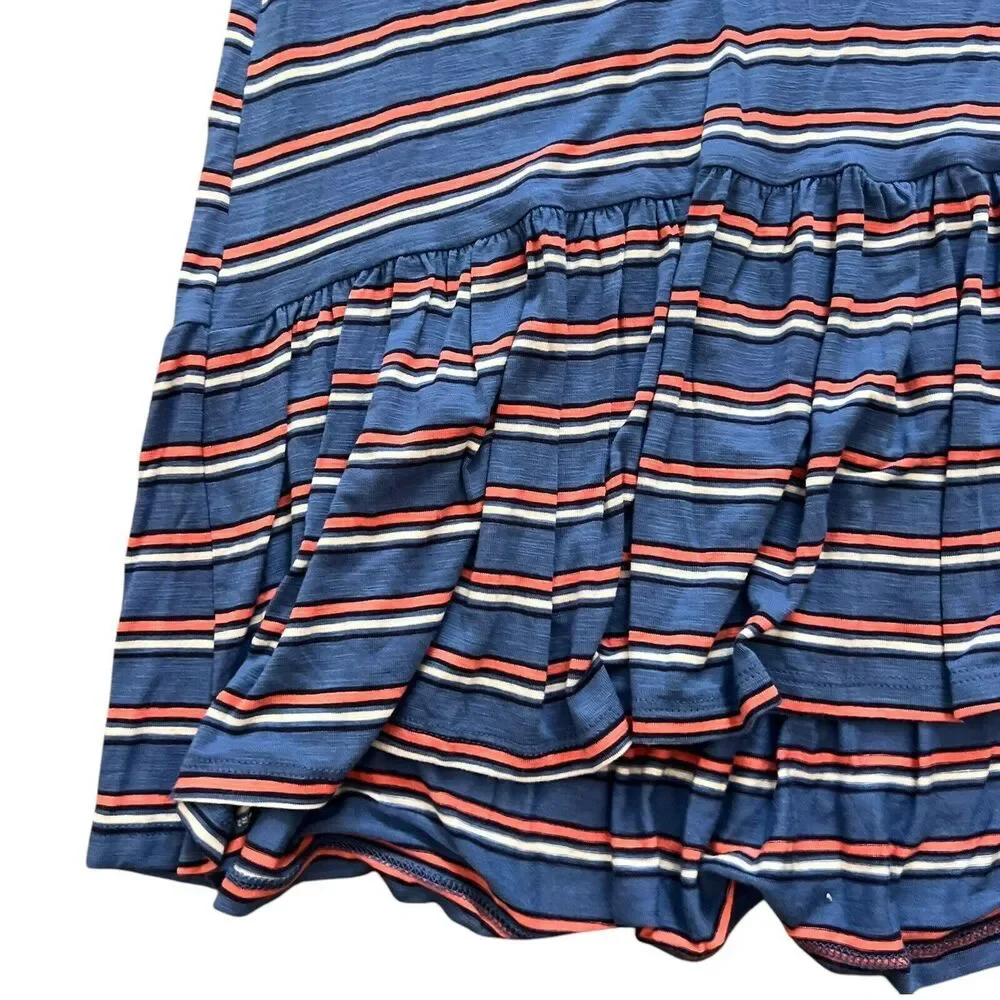 Old Navy Dress Girls Size XL 14 Blue Orange Striped Sleeveless Stretch Soft‎